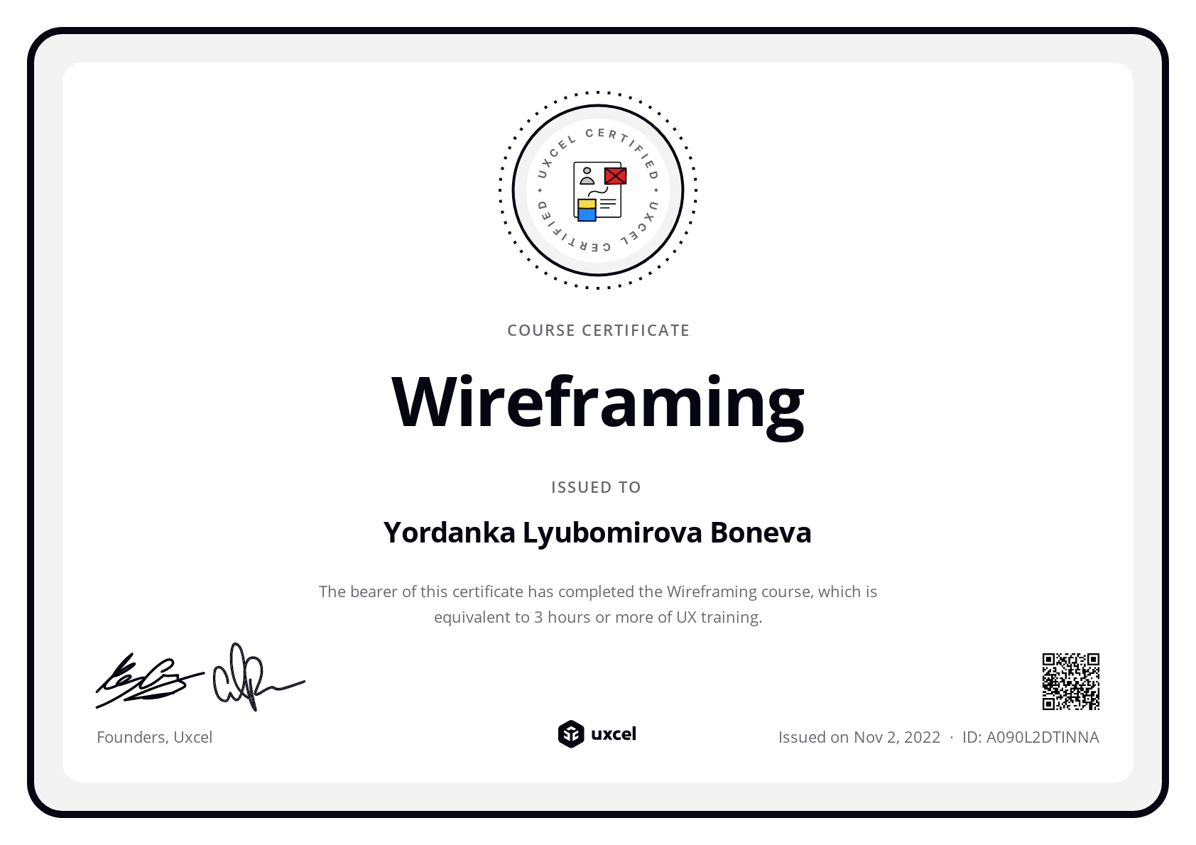 Yordanka Lyubomirova Boneva's certificate